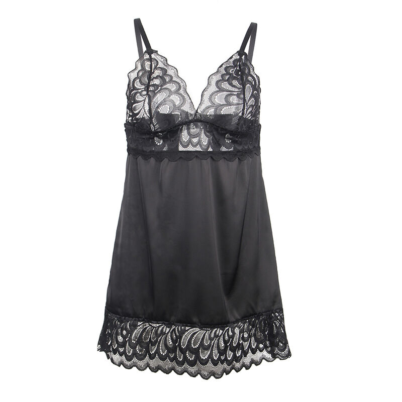SUBBLIME - BABYDOLL WITH FLORAL PRINT CHEST BLACK S/M - Bild 4