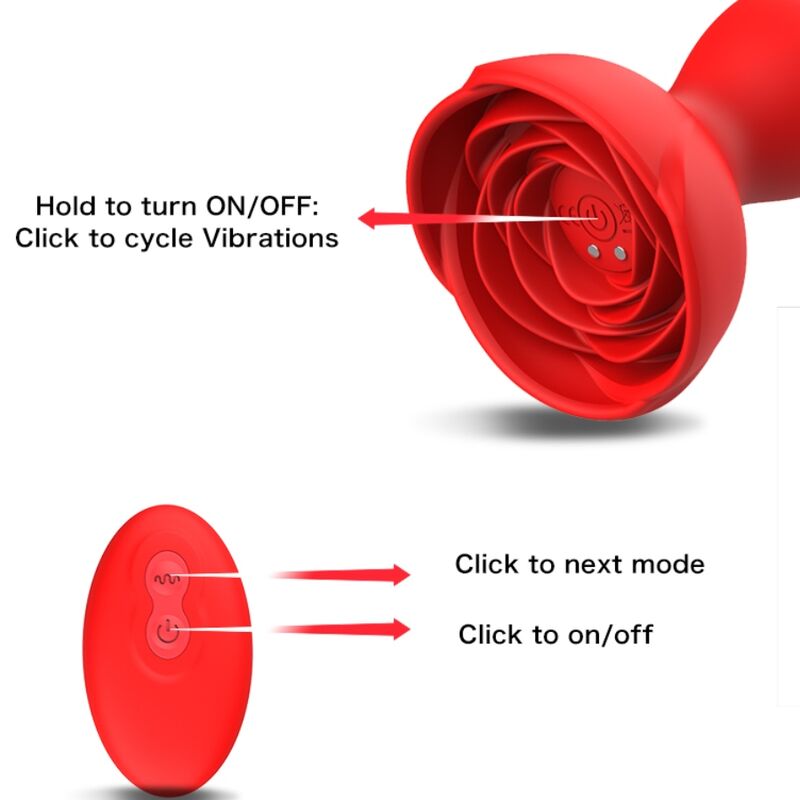 Alternative view of ARMONY - EXTREME A BLOOM ROSE VIBRATOR  ANAL PLUG REMOTE CONTROL RED