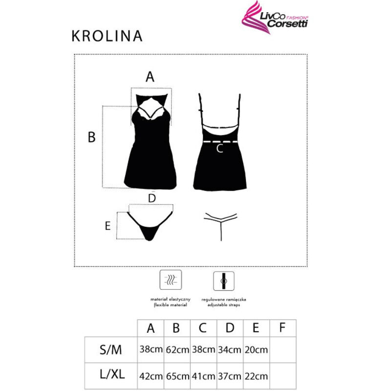 LIVCO CORSETTI FASHION - KROLINA LC 90734 CHEMISE + THONG BLACK - Bild 4
