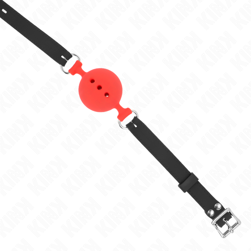 KINK - FULL SILICONE GAG 55 x 2 CM WITH 5 CM BALL SIZE L RED ADJUSTABLE 35-51 CM - Bild 4