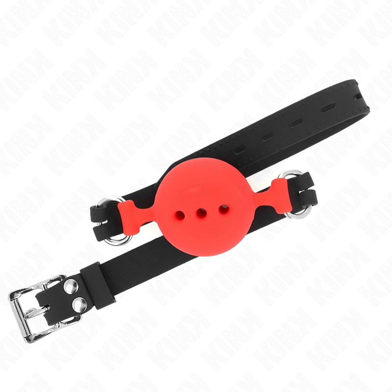 KINK - FULL SILICONE GAG 55 x 2 CM WITH 5 CM BALL SIZE L RED ADJUSTABLE 35-51 CM - Bild 3