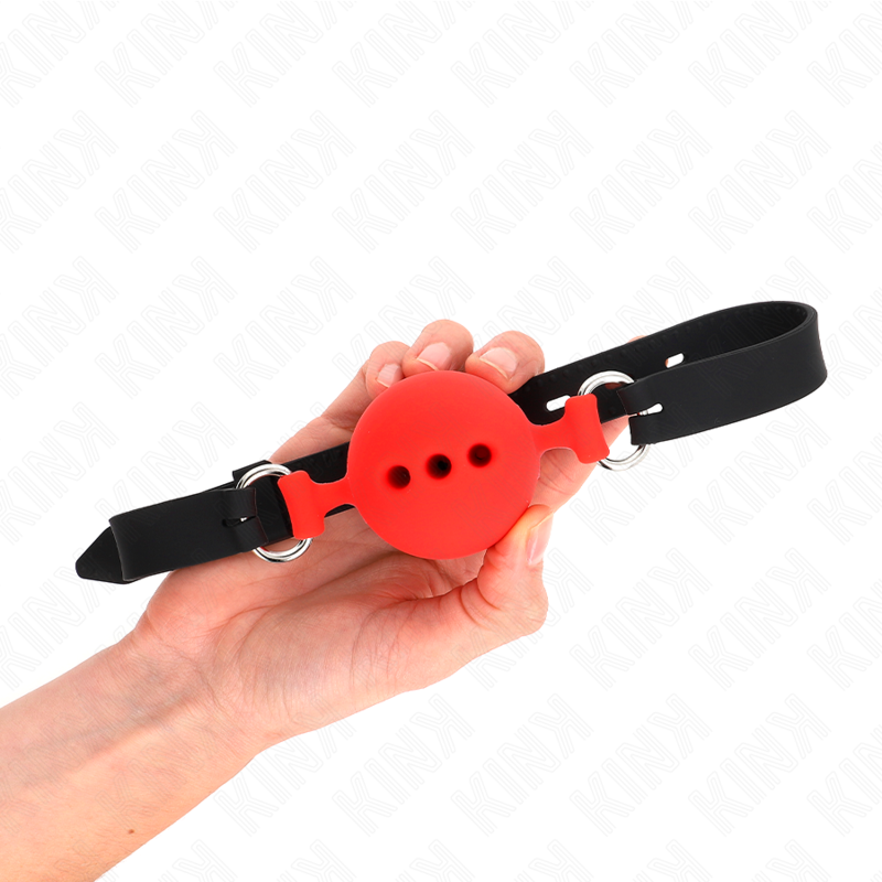 KINK - FULL SILICONE GAG 55 x 2 CM WITH 5 CM BALL SIZE L RED ADJUSTABLE 35-51 CM - Bild 2