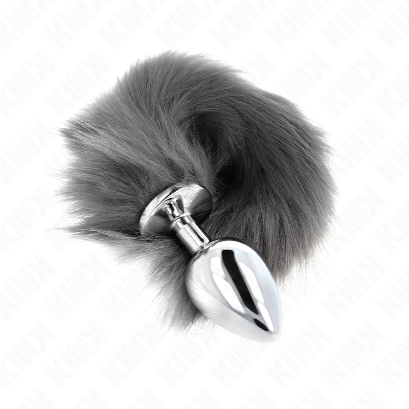 Alternative view of KINK - ANAL PLUG SIZE L 10 X 4 CM WITH SYNTHETIC TAIL 40 CM GREY AND WHITE