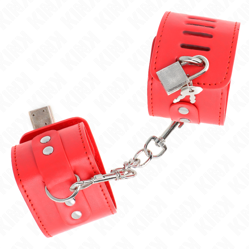 KINK - WRIST RESTRAINTS WITH PADLOCK CLOSURE RED ADJUSTABLE 16-23 CM X 5.5 CM - Bild 2