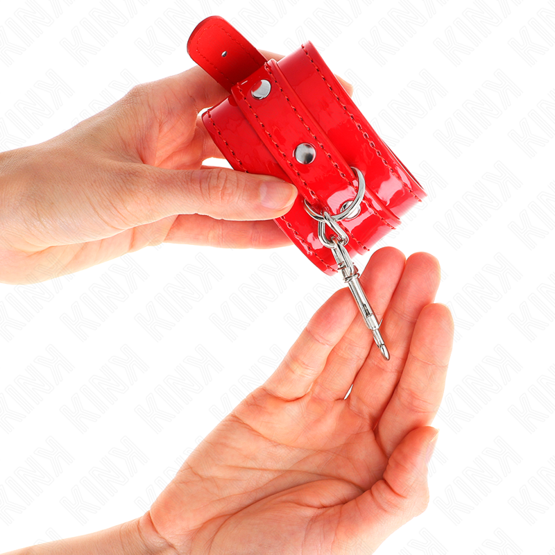 KINK - SHINY HAND CUFFS RED ADJUSTABLE 23-33 CM - Bild 3