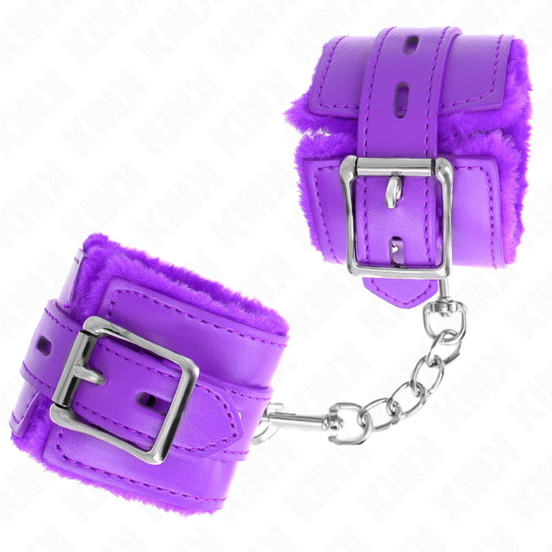KINK - FUR LINED WRIST RESTRAINTS WITH SQUARE HOLES PURPLE AND PURPLE BELT ADJUSTABLE 17-29 CM X 6 CM - Bild 2