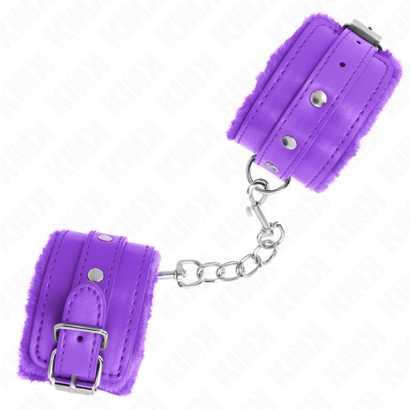 KINK - PREMIUM FUR LINED WRIST RESTRAINTS PURPLE WITH PURPLE BELT ADJUSTABLE 17-29 CM X 6 CM - Bild 2