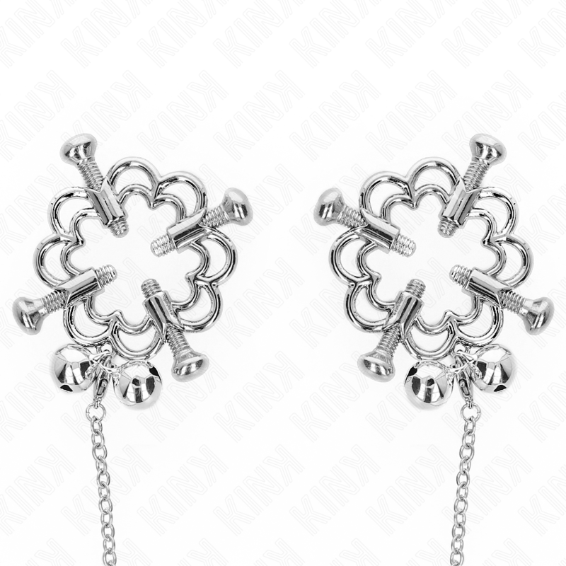 Alternative view of KINK - METAL FLOWER NIPPLE CLAMPS WITH CHAIN