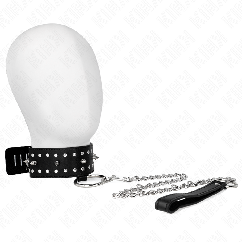 KINK - NECKLACE WITH LEASH 65 CM WITH SILVER STUDS MODEL 1 ADJUSTABLE 36-43 CM X 5 CM - Bild 5