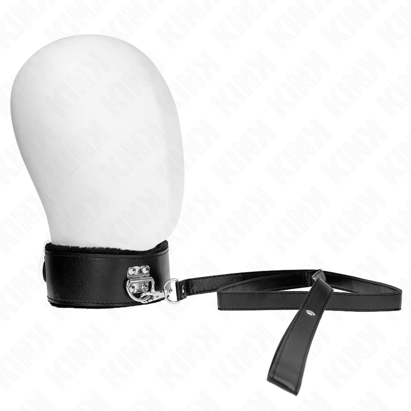 KINK - NECKLACE WITH LEASH 116 CM WITH SILVER STUDS MODEL 4 BLACK ADJUSTABLE 40-48 CM X 6 CM - Bild 2