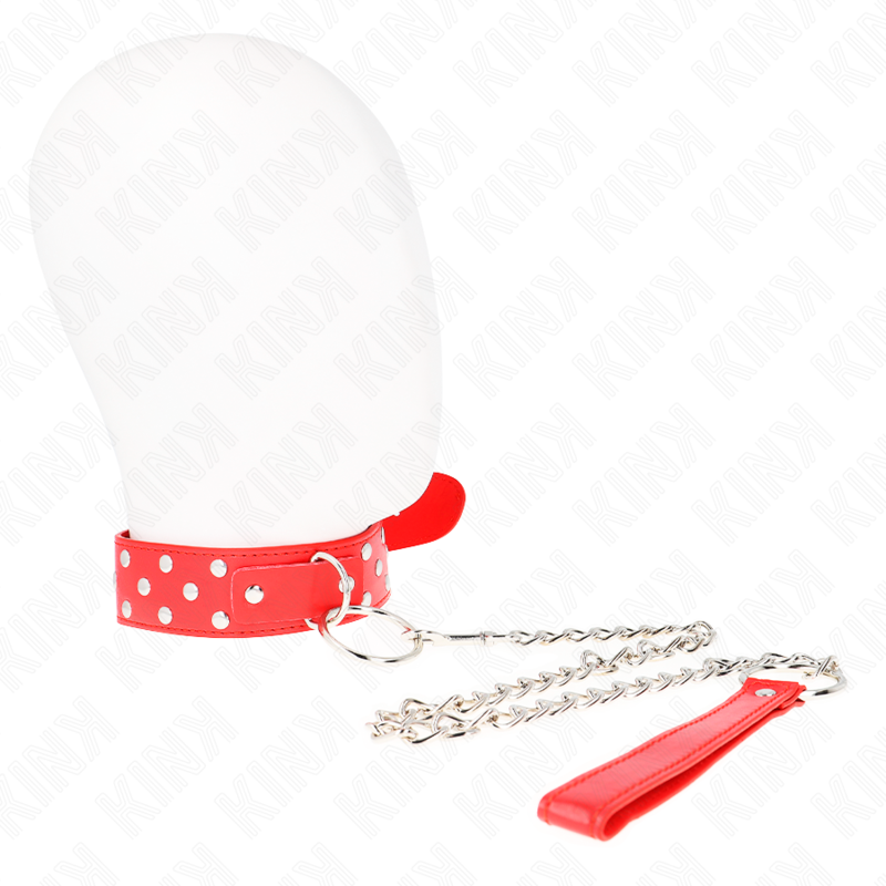 KINK - RING RIVET STRAP NECKLACE WITH BELT 65 CM RED ADJUSTABLE 36-50 CM X 3.8 CM - Bild 2