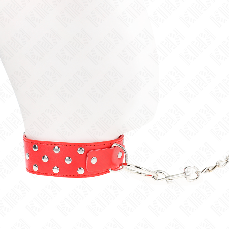 KINK - RING RIVET STRAP NECKLACE WITH BELT 65 CM RED ADJUSTABLE 36-50 CM X 3.8 CM - Bild 3