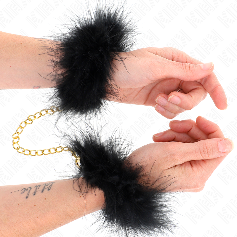 Alternative view of KINK - FEATHER HAND CUFFS WITH GOLD CHAIN MODEL 0