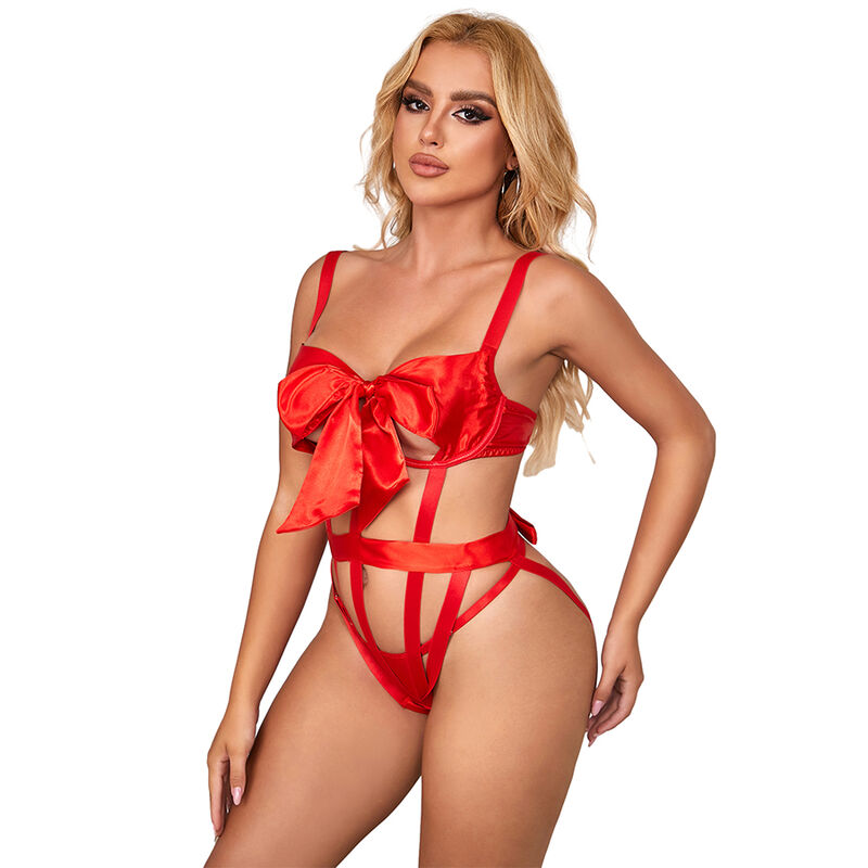 SUBBLIME - 954468 SEXY OPENWORK BODY WITH BOW RED S/M - Bild 3