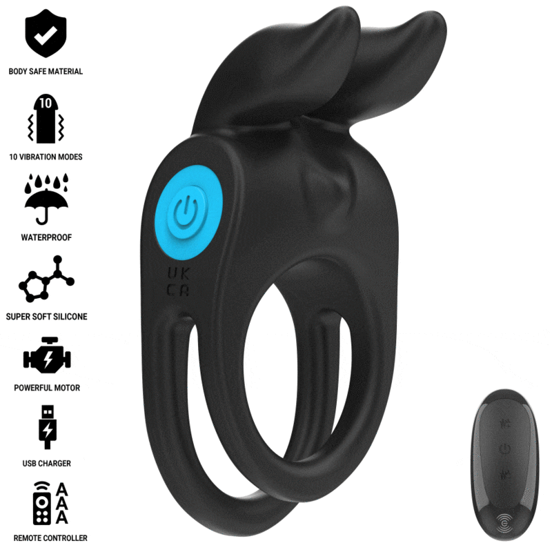 INTENSE - SAM VIBRATOR DOUBLE PENIS RING 10 VIBRATIONS BLACK -  Erotikprylar.se