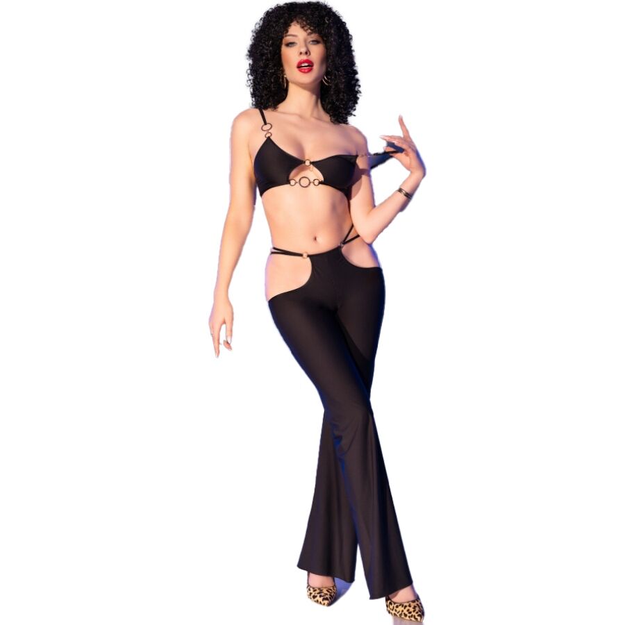 CHILIROSE - CR 4851 BLACK TOP AND LEGGINGS SET WITH GOLDEN ACCESSORIES - Bild 3