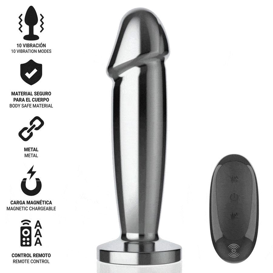 Alternative view of INTENSE - ANAL PLUG 10 VIBRATIONS METAL DILDO WITH REMOTE CONTROL M