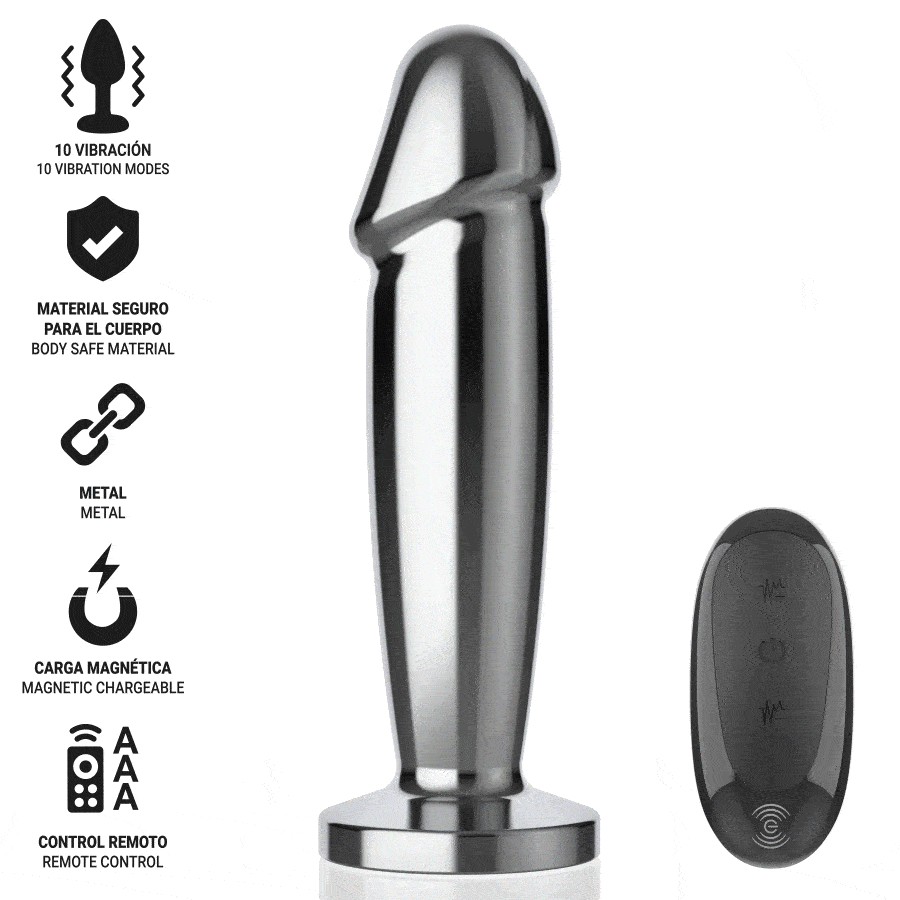 Alternative view of INTENSE - ANAL PLUG 10 VIBRATIONS METAL DILDO WITH REMOTE CONTROL S