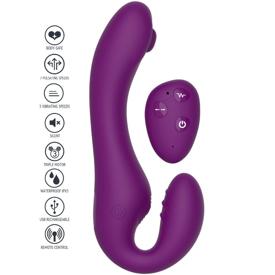 Alternative view of XOCOON - 2 IN 1 STRAPLESS STRAP-ON VIBRATOR WITH REMOTE CONTROL PURPLE
