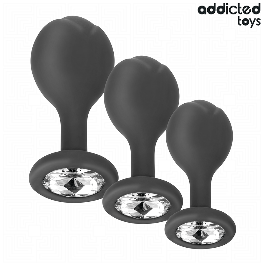 Alternative view of ADDICTED TOYS - SET OF 3 ANAL PLUG SILICONE WITH JEWEL