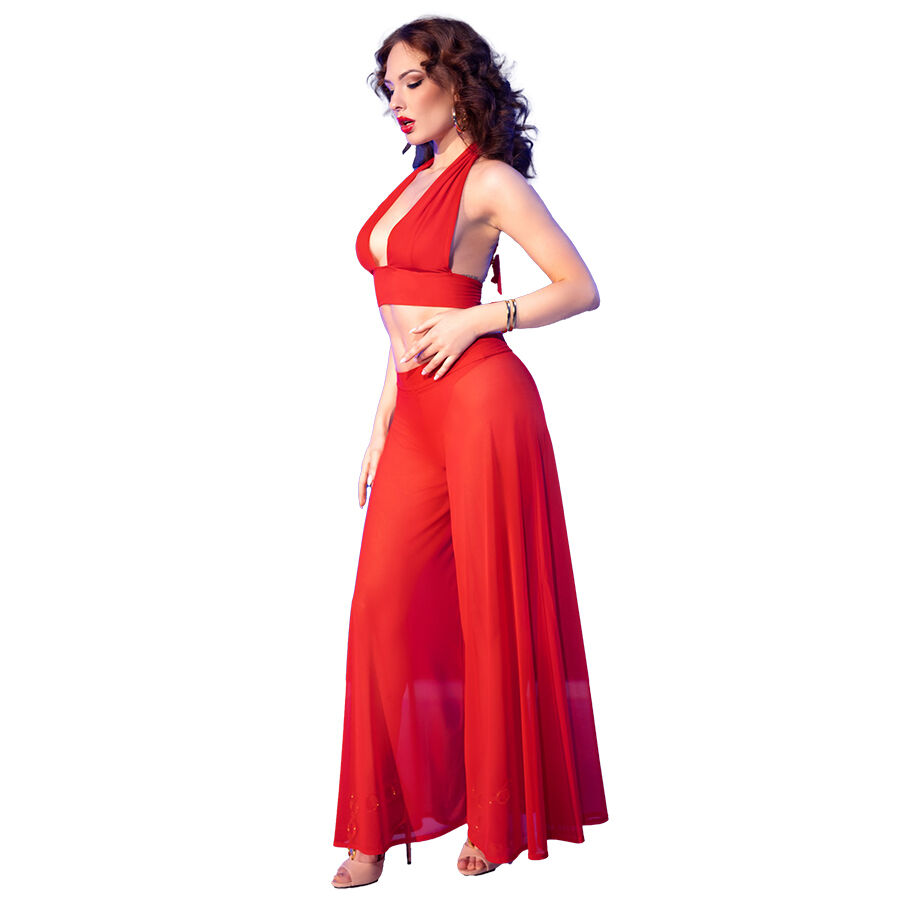 Alternative view of CHILIROSE - CR 4857 RED TOP AND PANTS SET