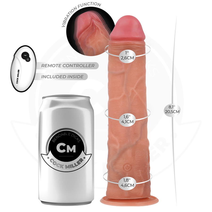 COCK MILLER - REALISTIC DILDO WITH SUCTION CUP AND REMOTE CONTROL VIBRATION 20.5 CM - Bild 4