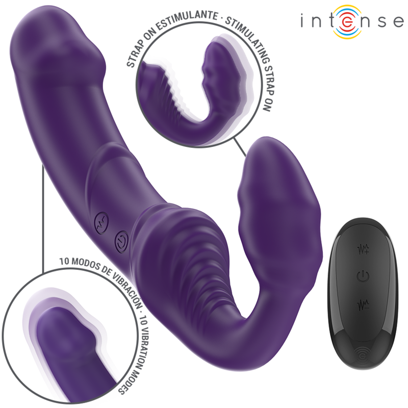 Alternative view of INTENSE - JILL DOUBLE VIBRATOR 20 CM PURPLE REMOTE CONTROL