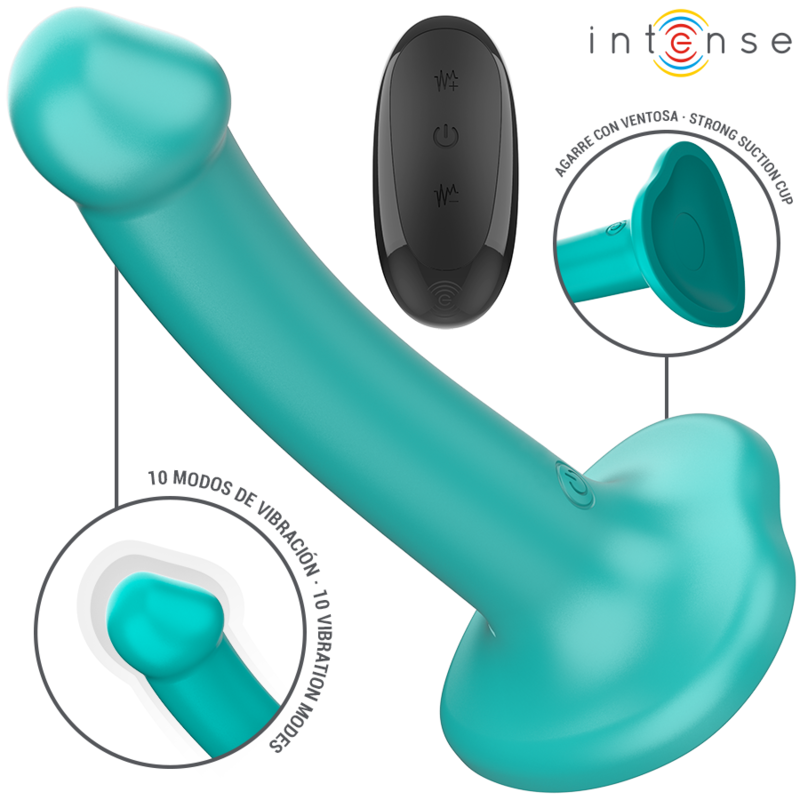 Alternative view of INTENSE - KATIE VIBRATOR WITH SUCTION CUP 10 VIBRATIONS BLUE REMOTE CONTROL