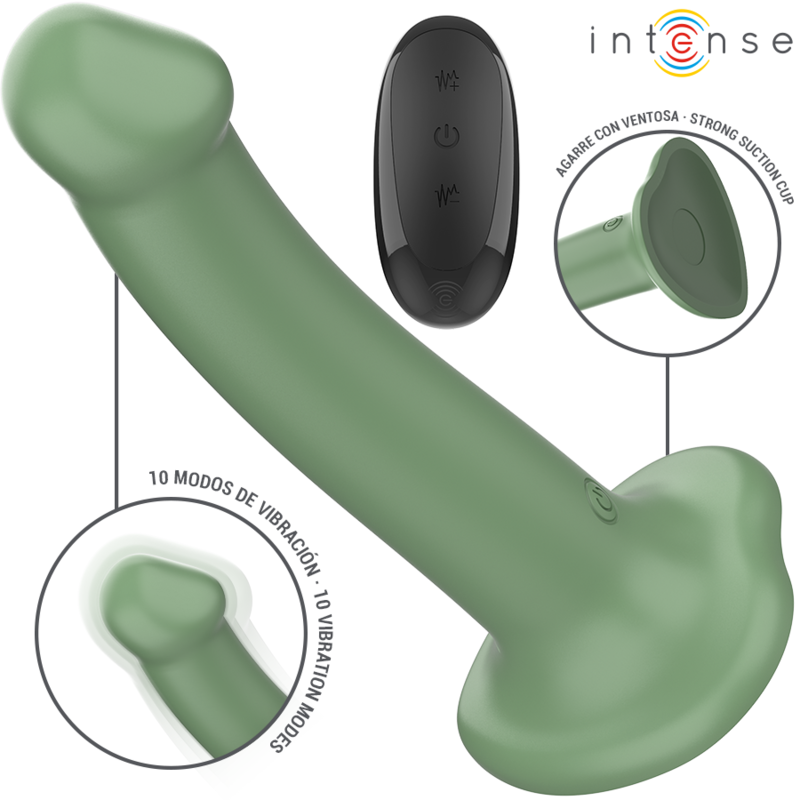 Alternative view of INTENSE - BECCA VIBRATOR WITH SUCTION CUP 10 VIBRATIONS GREEN REMOTE CONTROL