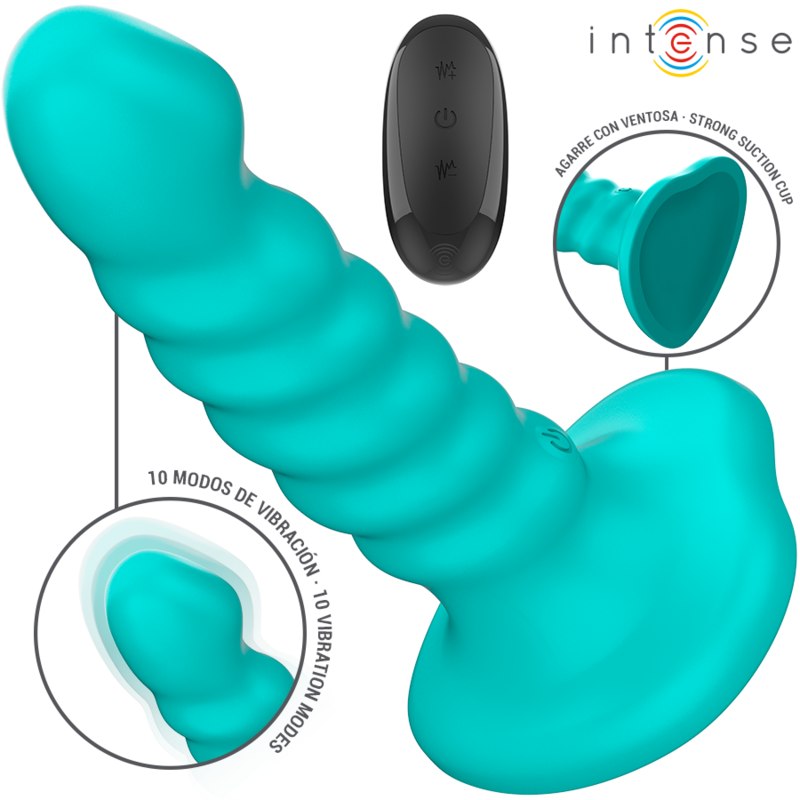 Alternative view of INTENSE - BUFFY VIBRATOR SIZE S SPIRAL DESIGN 10 VIBRATIONS BLUE REMOTE CONTROL