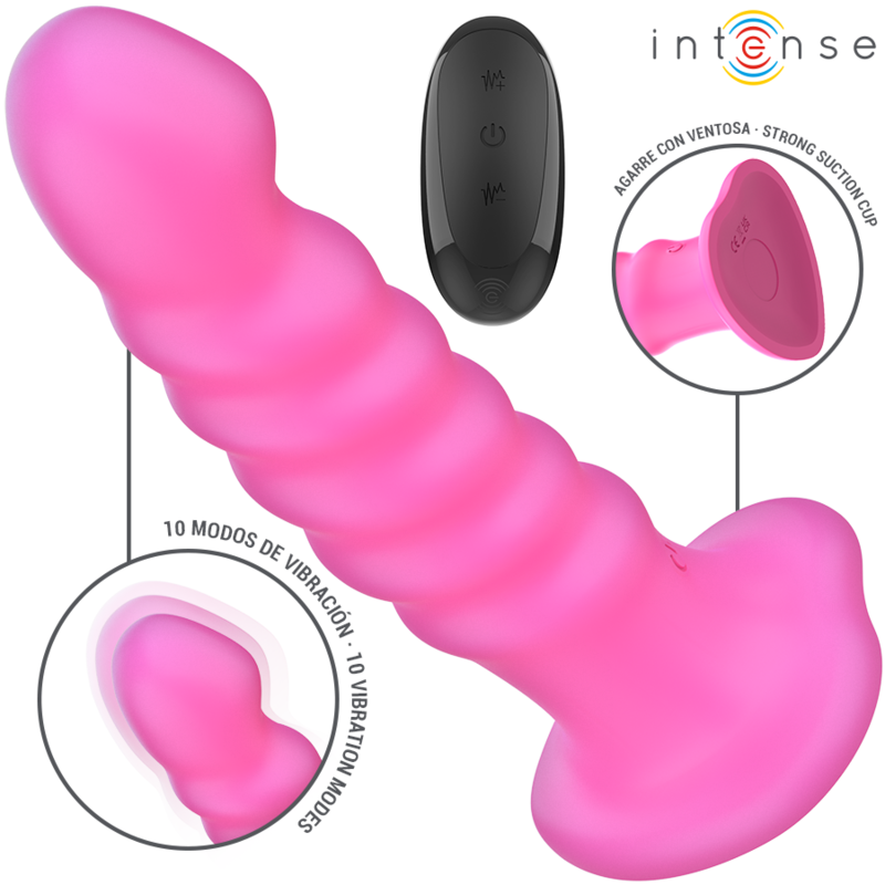 Alternative view of INTENSE - CINDY VIBRATOR SIZE L SPIRAL DESIGN 10 VIBRATIONS PINK REMOTE CONTROL