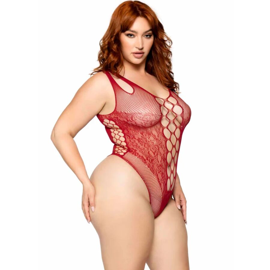 Alternative view of LEG AVENUE - 81641X SEAMLESS BODYSUIT BURGUNDY SIZE 1X/2X
