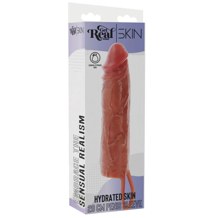 GET REAL - HYDRATED SKIN SILICONE PENIS SLEEVE CARAMEL 20 CM - Bild 5