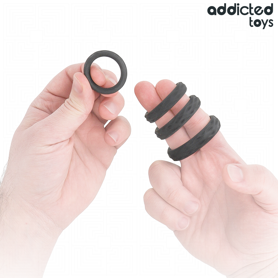 Alternative view of ADDICTED TOYS - TEXTURED COCK RING SET 4 SIZES