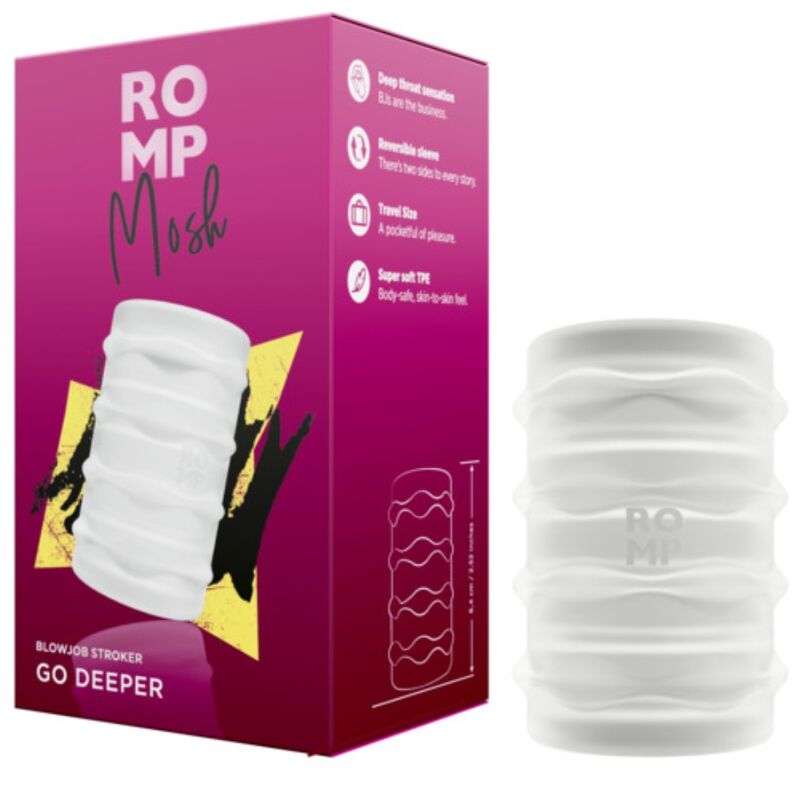 Alternative view of ROMP - MOSH TRANSPARENT MALE MASTURBATOR WITH 6 CM REVERSBLE SHEATH