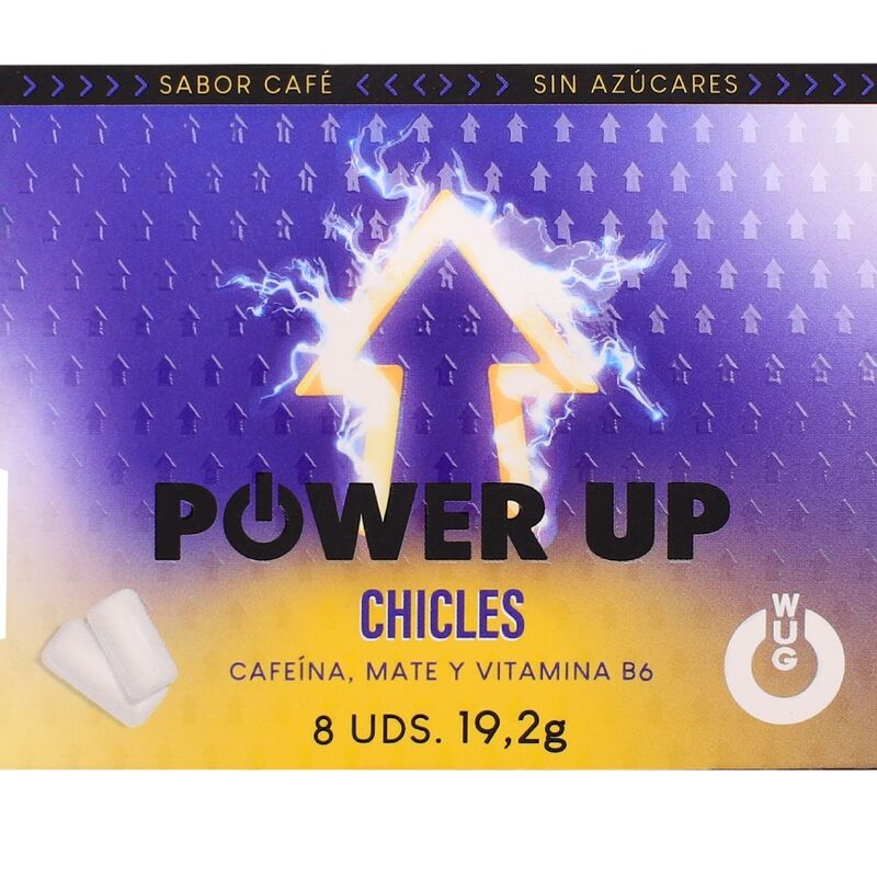 WUG POWER UP  FUNCTIONAL CAFFEINE  MATE COFFEE FLAVOUR GUM BLISTER 8 PCS