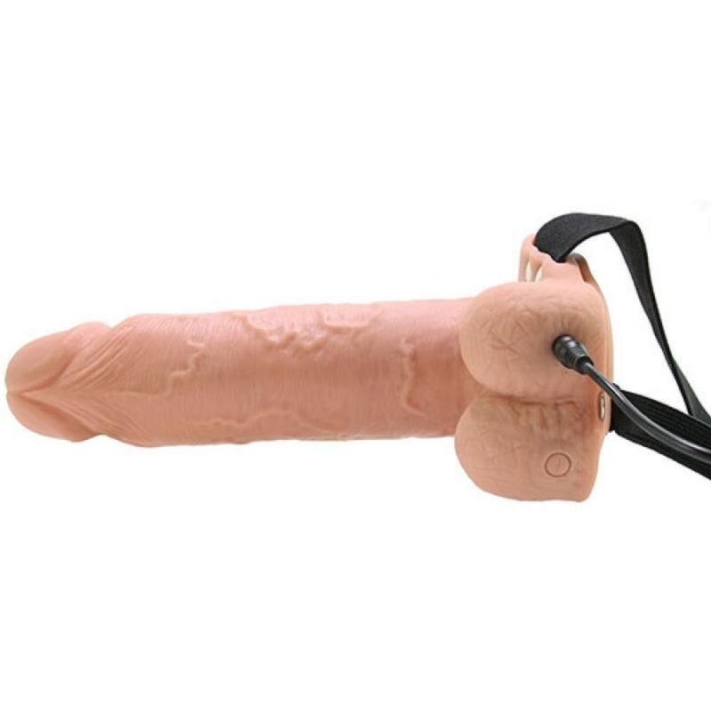 Alternative view of FETISH FANTASY SERIES - REALISTIC VIBRATING HOLLOW STRAP ON WITH BALLS 17.8 CM