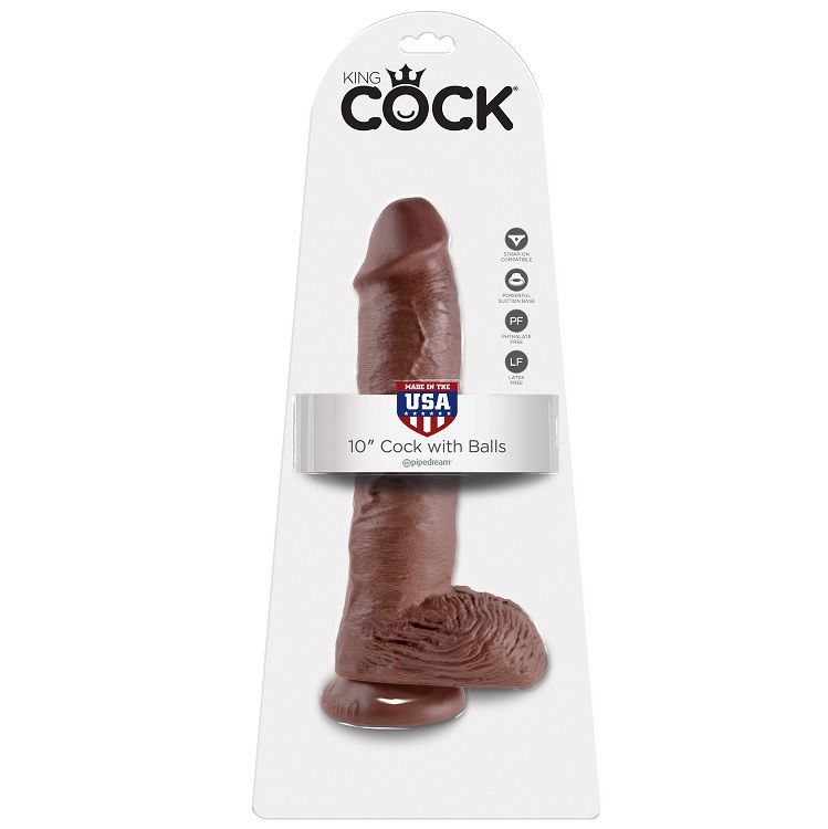 KING COCK 10" COCK BROWN WITH BALLS 25.4 CM