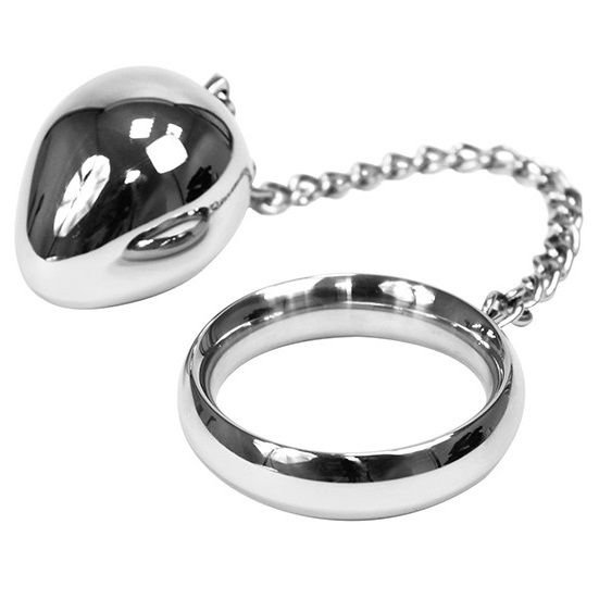 Alternative view of METALHARD COCK RING 40MM + CHAIN BEAD