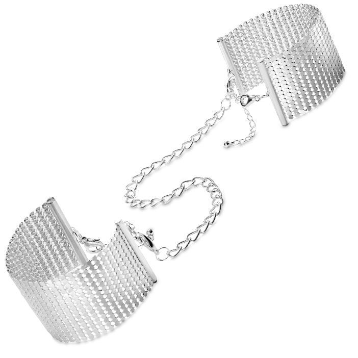 DÉSIR MÉTALLIQUE SILVER METALLIC MESH HANDCUFFS