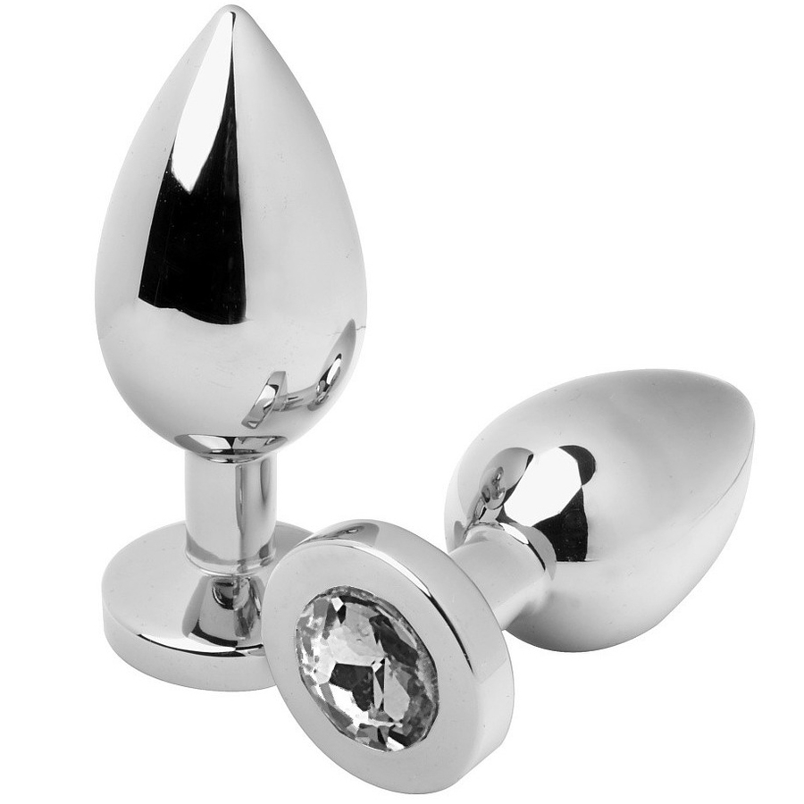 METALHARD ANAL PLUG DIAMOND CLEAR SMALL 5.71CM