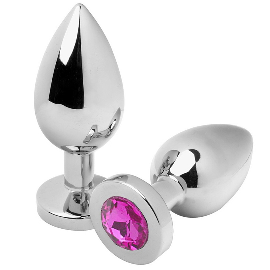 METALHARD ANAL PLUG DIAMOND PINK  SMALL 5.71CM