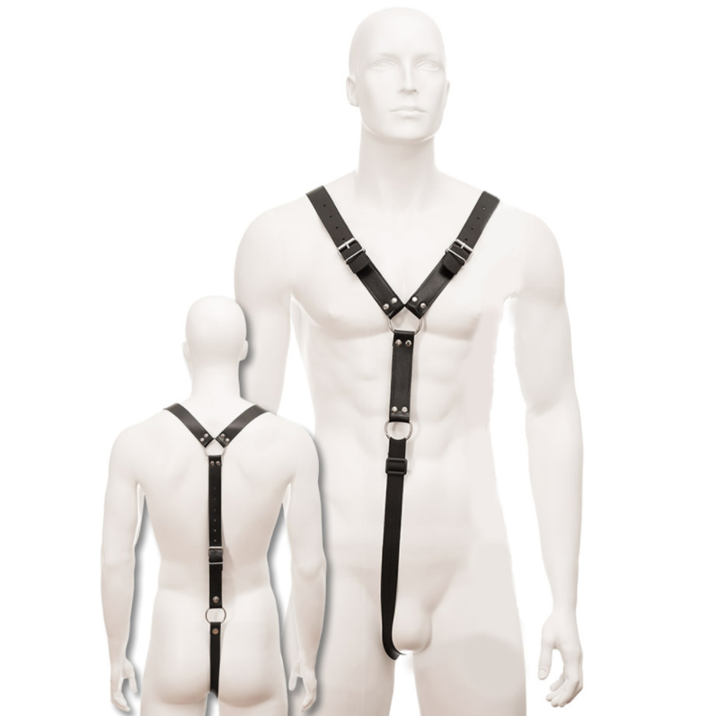 LEATHER BODY HARNESS MEN BLACK