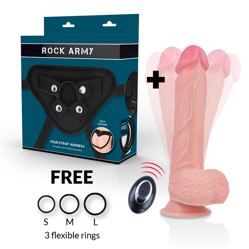 Alternative view of ROCKARMY HARNESS + LIQUID SILICONE VIBRATOR PREMIUM APACHE REMOTE CONTROL 22CM