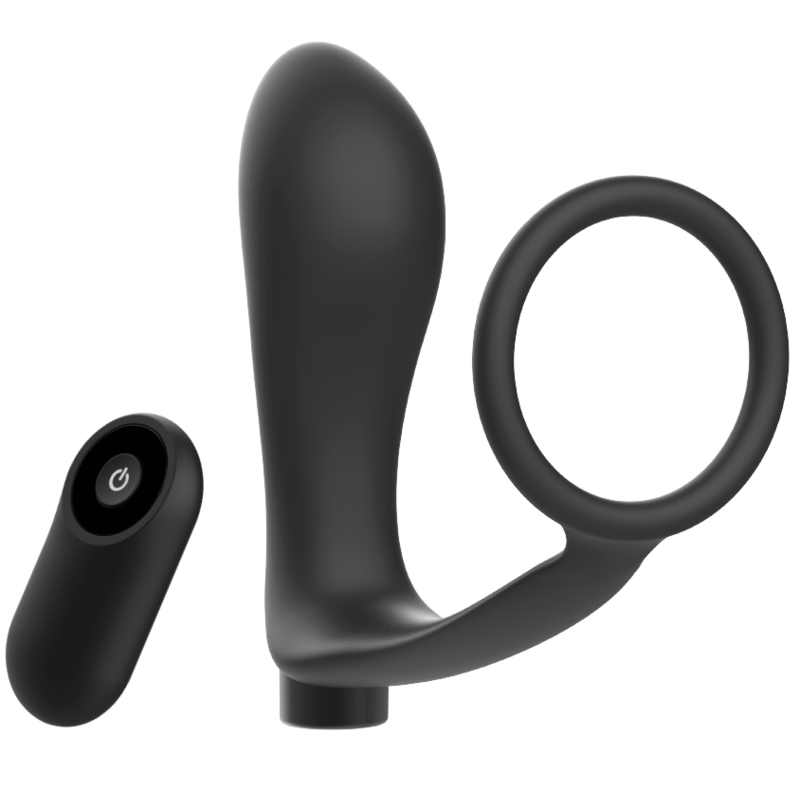 Alternative view of ADDICTED TOYS PENIS RING WITH REMOTE CONTROL ANAL PLUG BLACK RECHARGEABLE